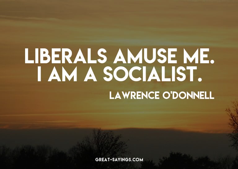 Liberals amuse me. I am a socialist.

