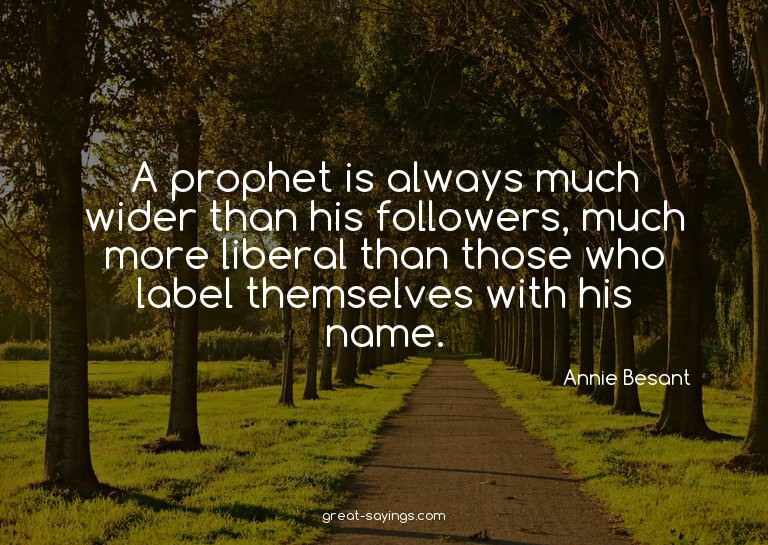 A prophet is always much wider than his followers, much