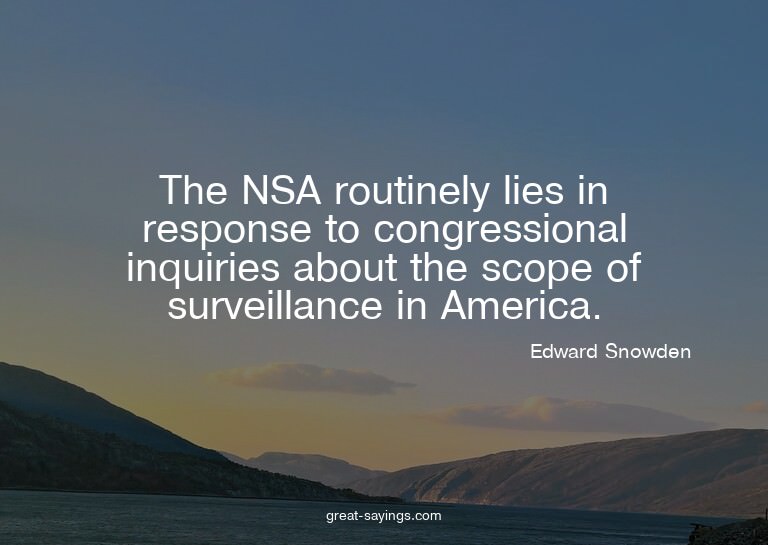 The NSA routinely lies in response to congressional inq