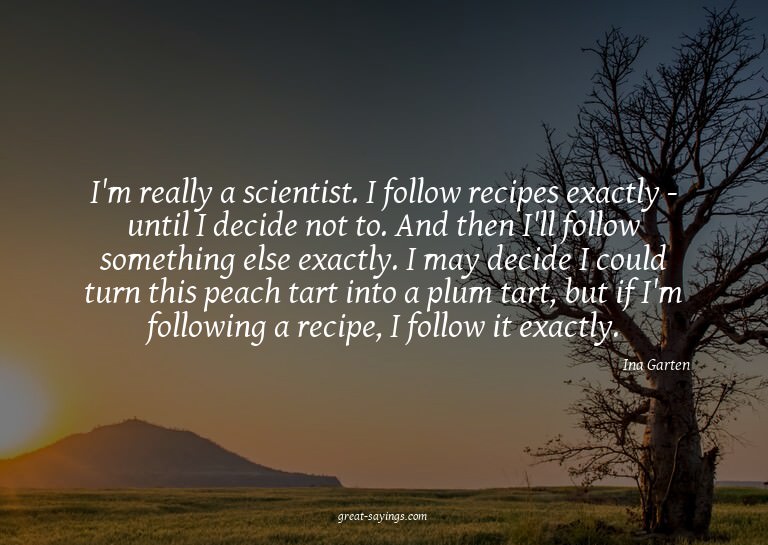 I'm really a scientist. I follow recipes exactly - unti