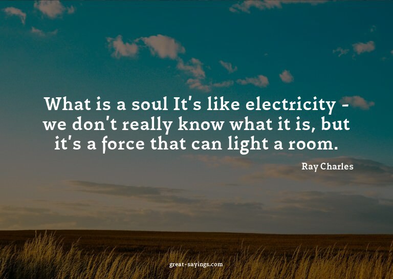 What is a soul? It's like electricity - we don't really