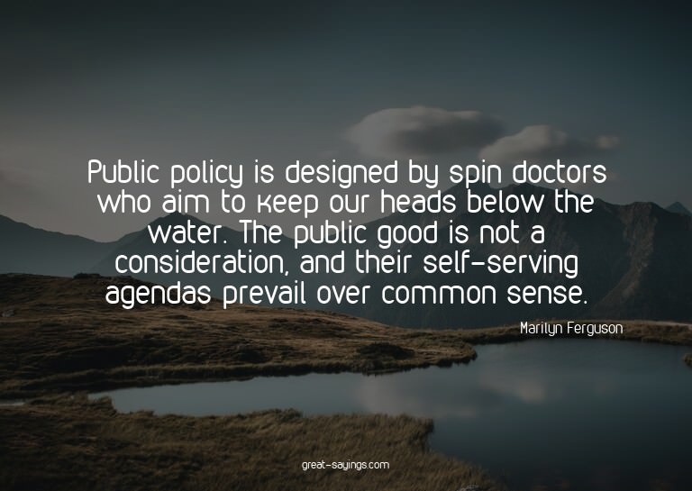 Public policy is designed by spin doctors who aim to ke