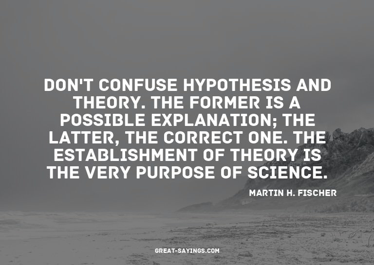 Don't confuse hypothesis and theory. The former is a po